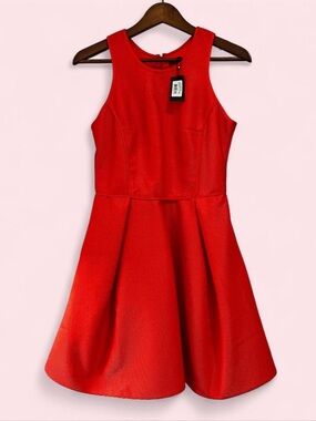 Maje Red Sleeveless A-line Dress w Pockets